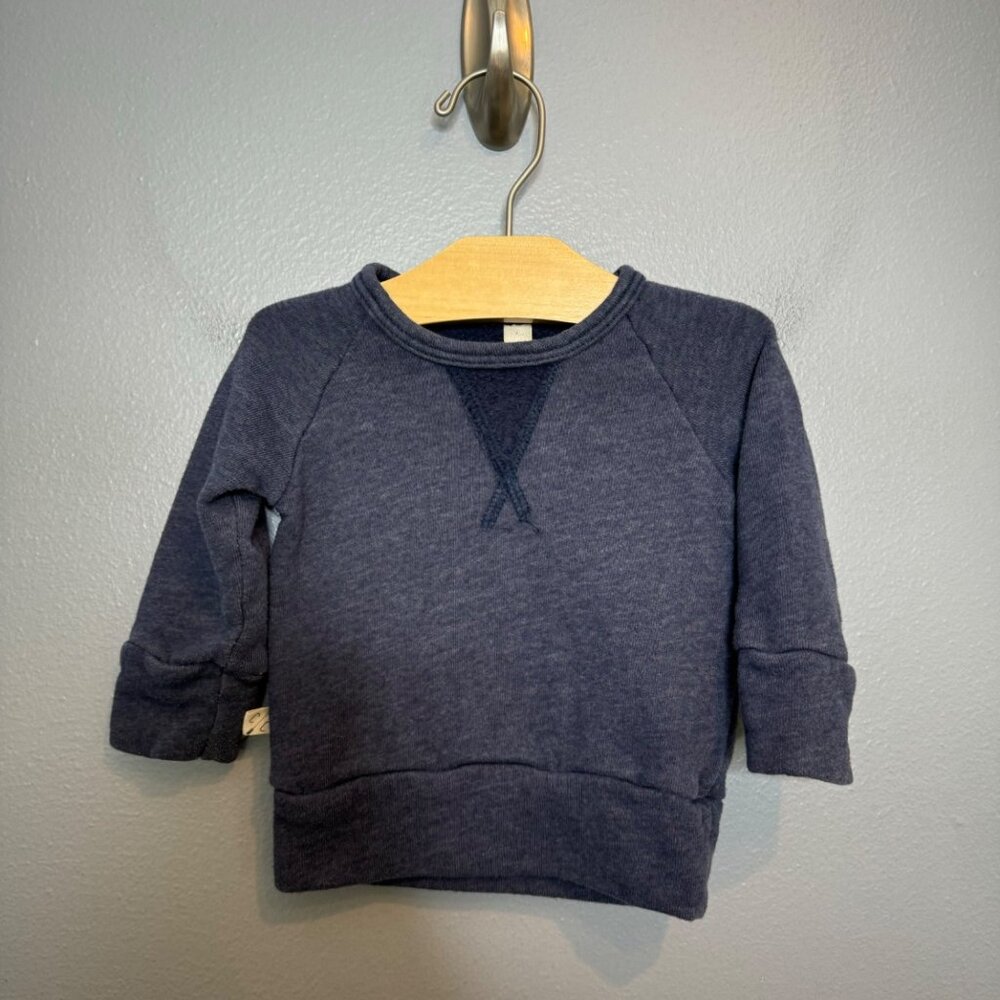 CHILDHOODS CLOTHING heather navy crew neck sweatshirt size 3-6 months